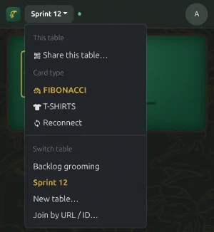 The table menu